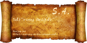 Sárosy Anikó névjegykártya